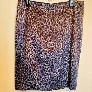 Ann Taylor Silk Leopard Print Skirt Grey Black Animal Sexy Office Modern EUC 10
